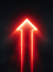 Poster - Abstract red upward arrow with glow effect. Concept of business growth, success, and financial rise. Modern technology design for analytics banner.