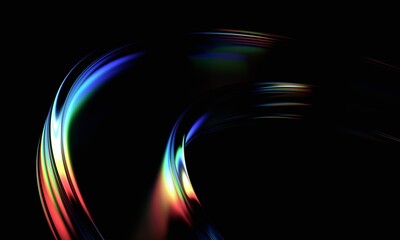 Poster - Abstract minimalist design, iridescent glass shape, 3d render