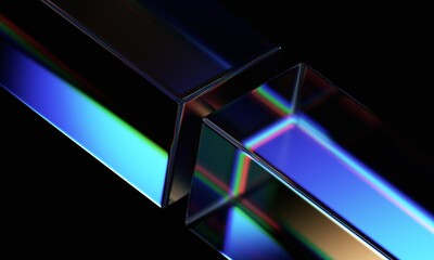Poster - Abstract colorful shape, dark background design, 3d render