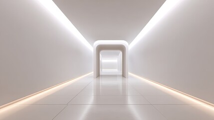 Poster - Serene Modern Hallway with Minimalist Design and Soft Lighting in Contemporary Architecture Style