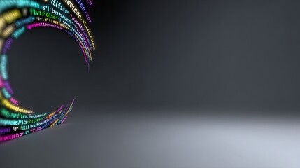 Fototapete - Colorful Abstract Graphic Design with Digital Elements Flowing in a Spiral Motion on a Dark Background
