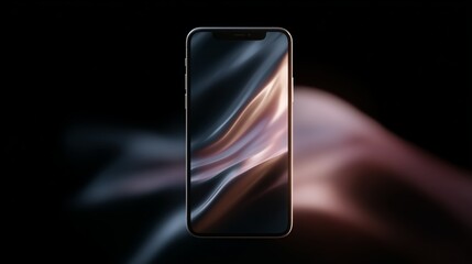 Fototapete - Smart device showcasing abstract light patterns in a dark environment during a creative visual presentation