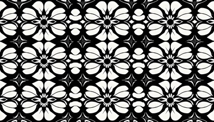 Poster - Dynamic floral pattern design studio digital art black and white top view modern aesthetic