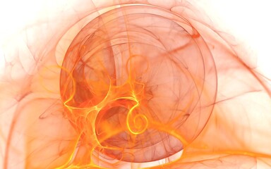 Poster - 3D rendering Fiery Orange Flame Abstraction on a Clean White Background.