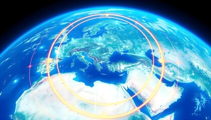Poster - Global communication networks evolve europe graphic visualization digital landscape aerial view