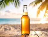 Orzeźwiający napój piwo oranżada w butelce na plaży