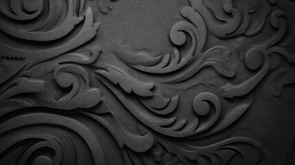 Poster - Charcoal gray background with embossed Thai wave pattern along sides, monochromatic executive style, high text contrast