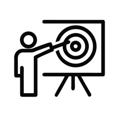 Poster - Target presentation icon for business strategy and goal achievement vector illustration design
