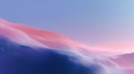 Poster - Soft pastel landscape showcasing gentle hills during dusk with a serene color palette of pinks and blues