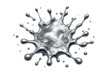 Poster - Metallic silver liquid mercury splashing and making a crown shape, isolated on transparent background