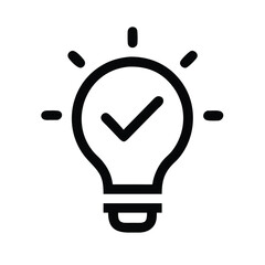 Poster - Lightbulb idea with check mark vector icon for solution concept and creative innovation design