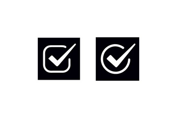 Poster - Checkmark Icons in Square and Circle Shapes, Indicating Completion or Agreement, Black Background