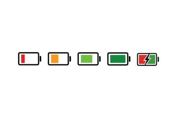 Poster - Battery Level Icons Displaying Varying Degrees of Charge Representing Power Consumption and Energy Status Symbolism With Technological and Modern Design