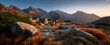 © Mike - Sunset Alchemy: Red Rock Foreground Peaks Under Golden Light with Distant Tatra Summits | NatGeo-Style Layered Panorama in Summer