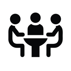 Poster - Meeting conference discussion teamwork collaboration business people around table icon vector design