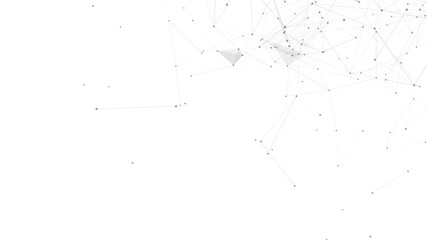 Poster - Abstract polygon mesh digital background. White minimal network structure with lines and dots. Futuristic tech wireframe layout for modern design.
