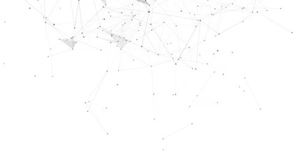 Poster - Minimal abstract white tech mesh background. Digital polygon wireframe corners structure. Futuristic network design with connection elements.
