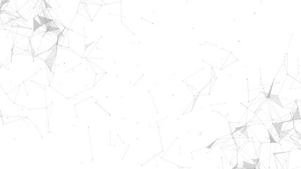 Poster - White futuristic polygon network mesh background. Abstract minimal tech wireframe structure. Clean digital connection dots and lines layout.
