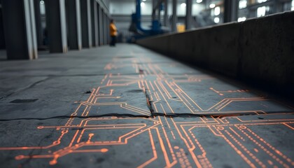 Poster - Industrial technology action warehouse digital infrastructure urban environment ground view