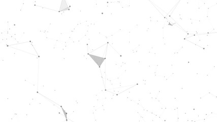 Poster - Minimal digital abstract mesh background. Futuristic polygon connection dots structure. Clean white technology wireframe pattern design.
