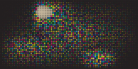 Poster - Vibrant abstract artwork depicting a mix of colorful dots against a dark background, showcasing artful patterns and creative design elements.