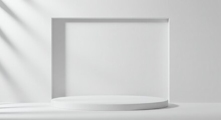 Poster - Minimalist White Podium Against Modern Wall with Window Light