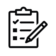 Poster - Checklist clipboard with pencil vector icon, planning task list, survey and to do list symbol design
