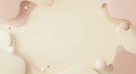 Poster - Abstract Fluid Shapes and Spheres in Soft Pastel Colors Minimalist Design