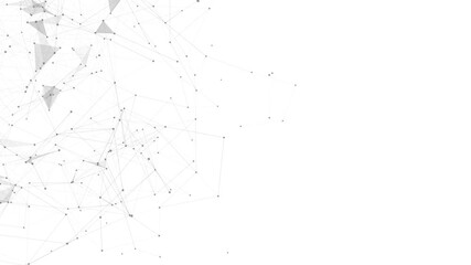 Poster - White abstract polygonal network connection background. Minimal tech mesh particles design. Futuristic digital wireframe geometric structure.
