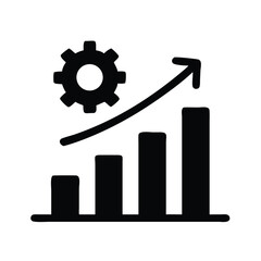 Poster - Growth chart with gear icon for business strategy and performance analysis, success and progress