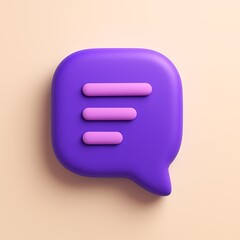 Poster - Purple 3d speech bubble icon with lines isolated on white background