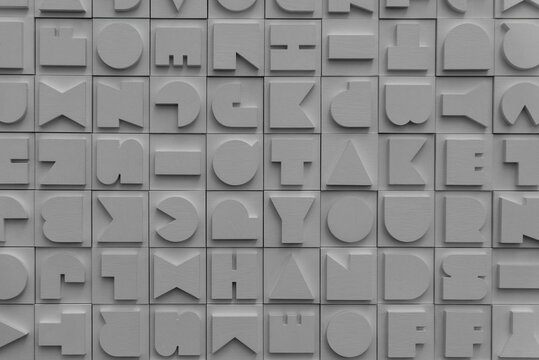Geometric texture with abstract letter and shape pattern
