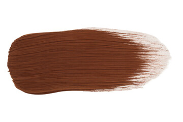 Poster - Brown paint brush stroke with visible bristles creating a textured artistic element on transparent background