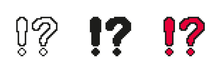 Fototapete - Pixel Art Exclamation And Question Mark Icon Set. Pixelated Design of Exclamation And Question Mark. Isolated Vector Illustration