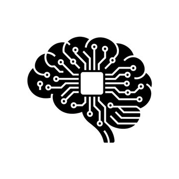 Abstract Brain Circuitry Chip Design White Square Central Processor White Background Technology Glyph