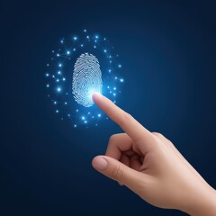 Poster - Digital Fingerprint Technology Concept on Blue Background