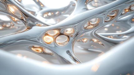 Poster - Abstract metallic structure, intricate design, flowing forms, interior scene.  Possible use background, modern art, technology