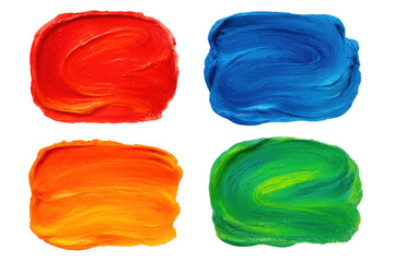 Poster - Colorful oil paint brushstrokes overlapping, creating energetic abstract pattern with vivid red, blue, orange, green hues
