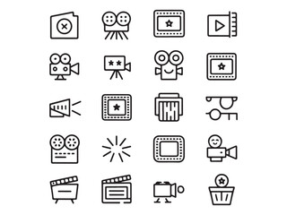 Fototapete - A set of black vector web icons for business, communication, and office, including symbols for search, mail, phone, and document