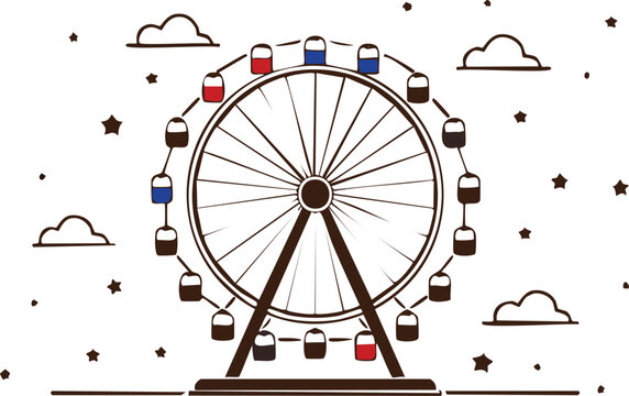 carnival ferris wheel icon silhouette vector illustration.clip art, wheel, fun, illustration, amusement park, design, ferris wheel, sign, symbol, vector, children, cut out, entertainment, excitement, 