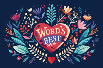 Aufkleber - Heart Shape Vector Illustration with Colorful Design Elements and Typography
