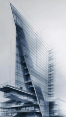Poster - A sketch of a modern building architectural design