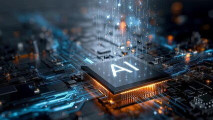  - A close-up of an AI chip on a computer mainboard