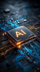  - A close-up of an AI chip on a computer mainboard