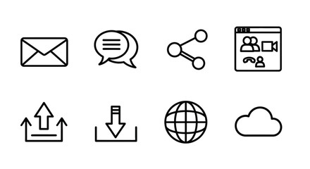 Fototapete - Set of web icons and symbols for business communication and internet design