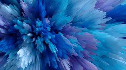 Poster - Colorful burst of blue and purple hues created by a digital rendering at an abstract art exhibition