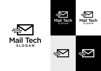Leinwandbilder - Technology Logo Icon Vector With Email Envelope