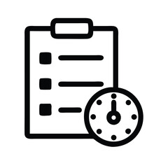 Aufkleber - Clipboard checklist task management with clock icon for time management and schedule planning concept