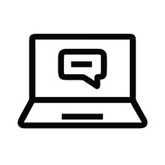 Poster - Laptop with message bubble icon for online communication and digital messaging concept illustration
