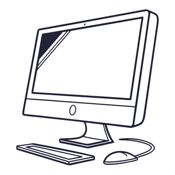 Desktop monitor with simple stand, isolated on a clean white background for technology or work.